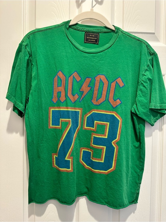 Original Retro Brand Tops - Original Retro Brand Green Short Sleeve Tee with Blue and Orange '73 Graphic